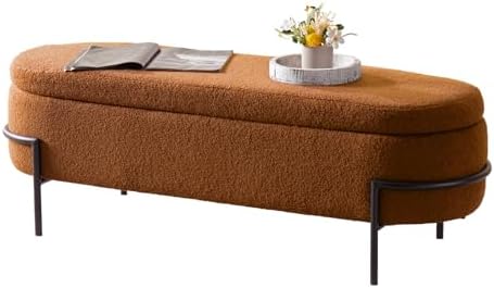 fivewillowise 52 inch sherpa storage ottoman bench,end of, front angle view