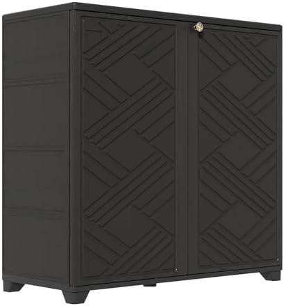 homspark indoor/outdoor storage cabinet with doors and 2 on a desk or shelf