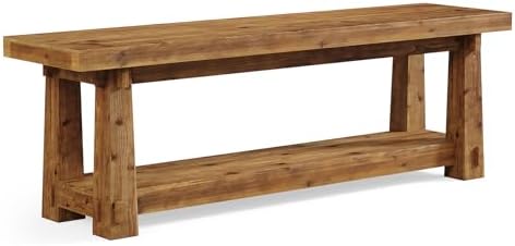 solid wood entryway bench, 55" rustic bench seat, view 9