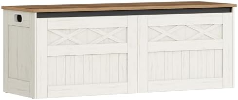 hzuaneri 47" farmhouse storage chest and bench |, front angle view