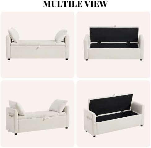 51" end of bed storage bench, upholstered chenille, view 9