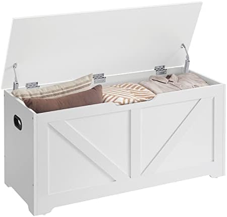 vasagle storage chest with 2 safety hinges, 15.7, front angle view
