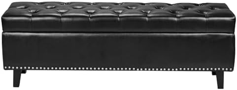 vevor button-tufted storage ottoman bench, pu leather bench, view 9