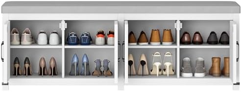 hzuaneri 59" shoe storage bench, with soft padded, view 9