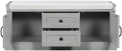 gdfstudio rustic storage bench with 4 doors 2, view 9