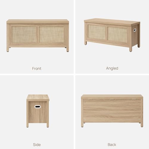 sicotas rattan storage chest 39.4" storage bench for, front angle view