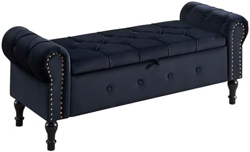 storage bench 51" velvet end of bed benches, view 9