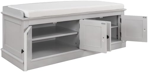 gdfstudio rustic storage bench with 4 doors and, view 9