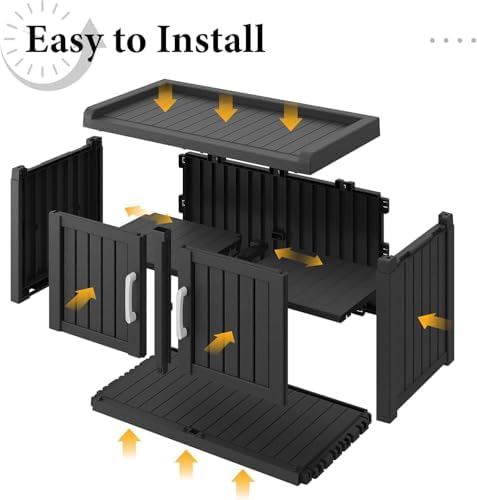 outdoor shoe storage bench with 2 doors, waterproof, front angle view