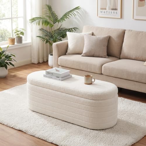 teddy sherpa storage ottoman bench end of bed, view 9