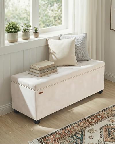 abheng velvet storage ottoman bench with legs,43.5”w x, front angle view