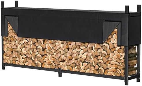 walmann heavy-duty 8 ft firewood rack with cover, view 9