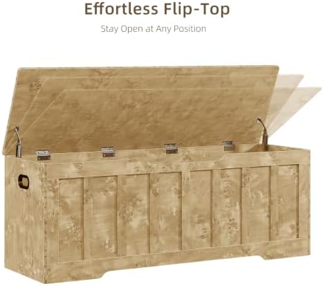 vankiley 51.2" storage chest extra large,wooden storage bench(rustic, view 9