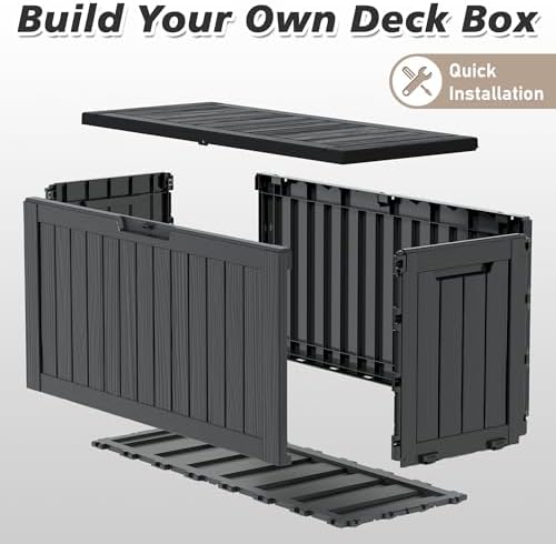 kamaboko outdoor storage box, 85 gallon deck box, front angle view