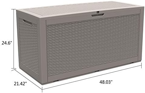 modern-depo 100 gallon deck box waterproof outdoor storage, front angle view