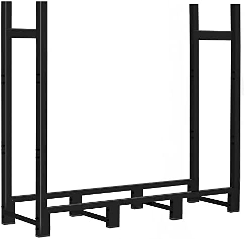 4ft firewood rack outdoor adjustable heavy duty wood, front angle view