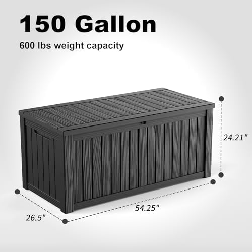 rojik 150 gallon deck box outdoor, waterproof outdoor, front angle view