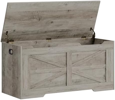 hzuaneri 39" farmhouse storage chest | 50 gal, front angle view