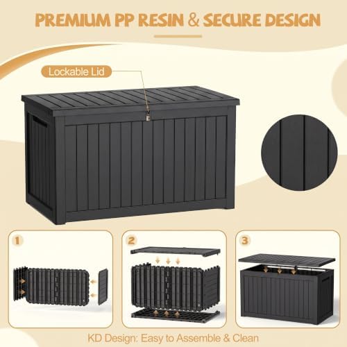 efu outdoor storage box waterproof 380 gal gen, front angle view