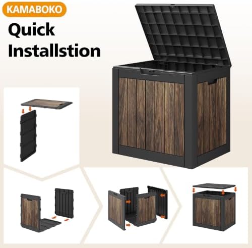 kamaboko 35 gallon outdoor storage box waterproof deck, front angle view