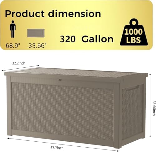 320 gallon outdoor storage box wateproof, extra large, front angle view