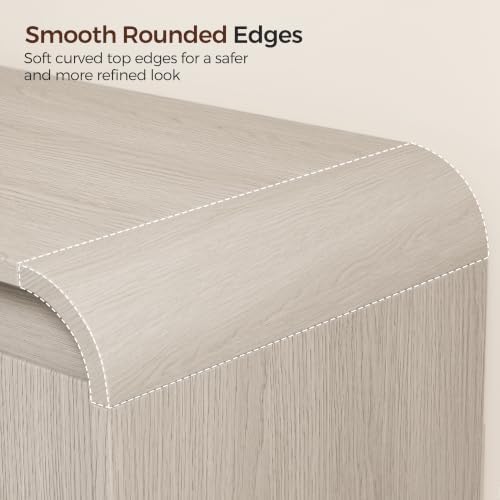 homleke modern curved entryway shoe storage bench, front angle view