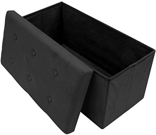 sorbus collapsible storage ottoman bench (black, medium (15”, view 9