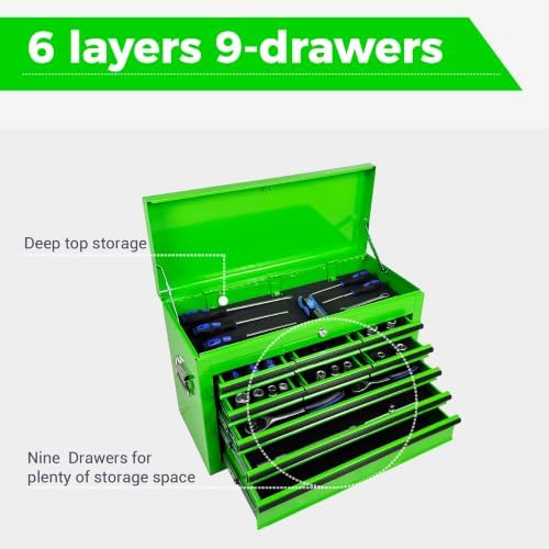 9 drawers metal tool box, 24" portable steel, view 9
