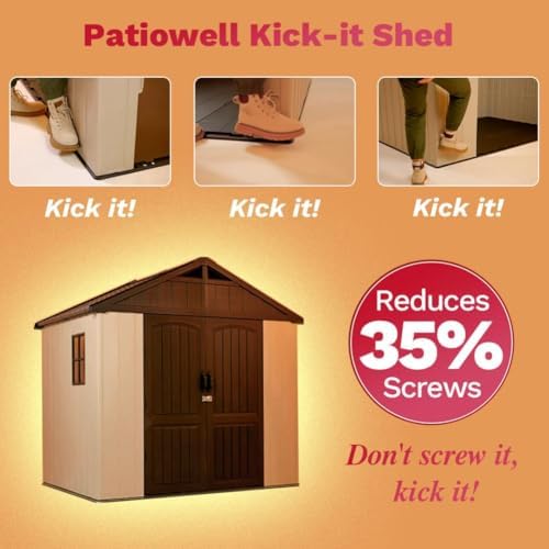 patiowell 8x6 ft resin outdoor storage shed with, front angle view