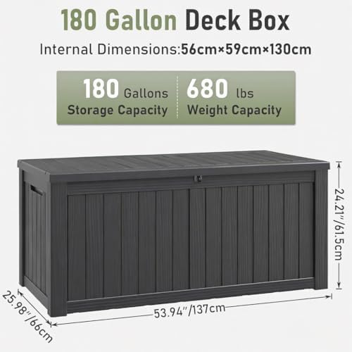 151 gal deck box, outdoor storage box waterproof, view 9