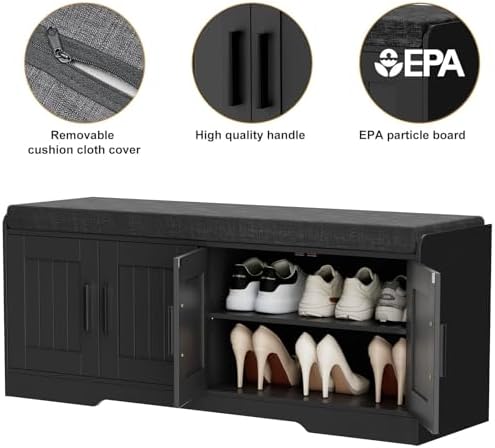 homleke shoe storage bench, 4 doors & thickened, view 9