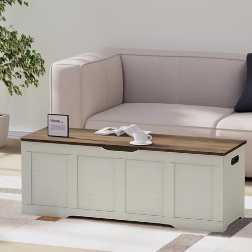 timberer 47.2" storage chest extra large storage bench, front angle view