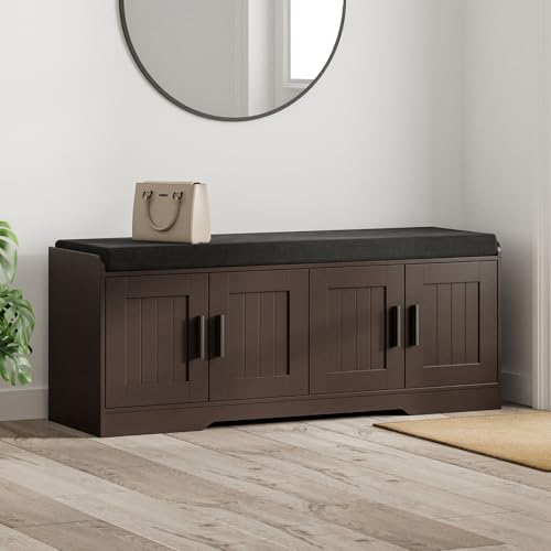homleke shoe storage bench, 4 doors & thickened, view 9