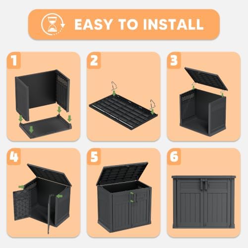 outside outdoor storage cabinet 51 cu ft, pool, front angle view