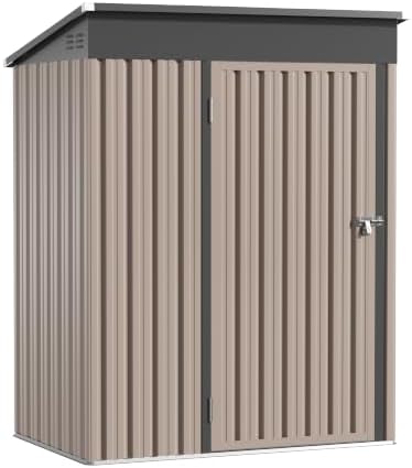 3 ft outdoor storage shed, waterproof metal garden, front angle view
