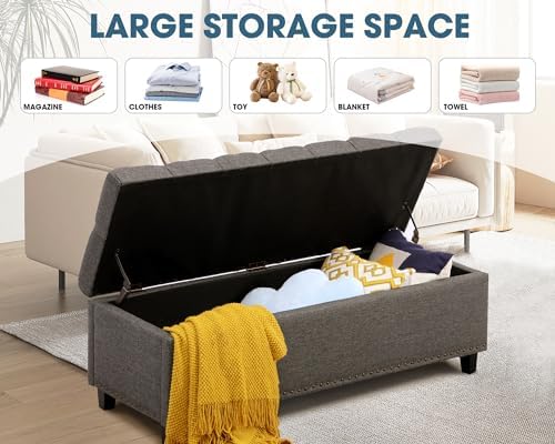 grepatio 51" ottoman storage benches, 30 gallons end on a desk or shelf