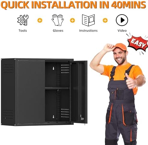 garage wall cabinet with 2 doors, metal wall, view 9
