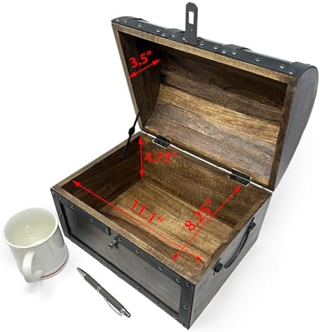 nautical cove handmade wooden treasure chest storage box, front angle view