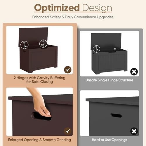 zenstyle storage chest, wood storage bench with 2, view 9
