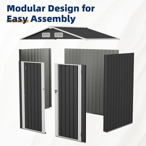 udpatio 6x4 ft metal storage shed,outdoor shed,garden shed, front angle view