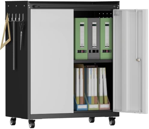 32''h metal garage storage cabinet with wheels, tool, view 9