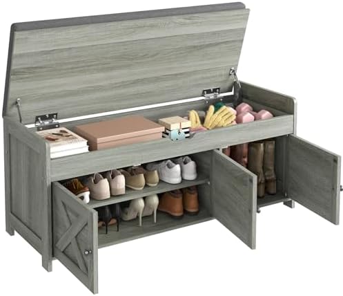 pipishell shoe storage bench, 2-tier shoe bench with, front angle view