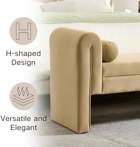 velvet bench for bedroom end of bed, 60.5 on a desk or shelf