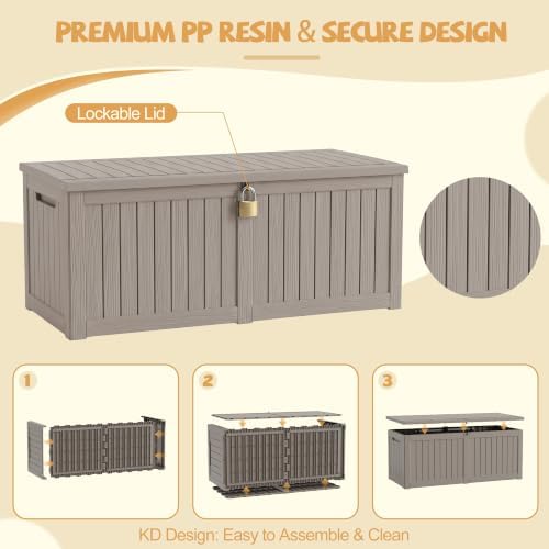 efu outdoor storage box waterproof 390 gal gen, front angle view