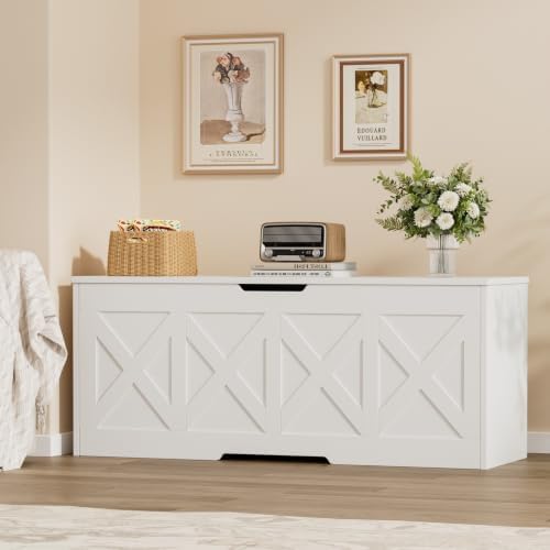 homleke 47.2" extra-large wooden storage chest, farmhouse storage, front angle view