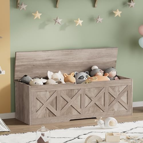 homleke 47.2" extra-large wooden storage chest, farmhouse storage, view 9