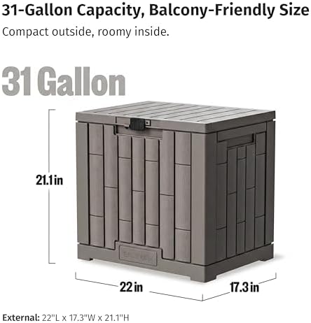 east oak outdoor storage box, 31 gallon deck, view 10