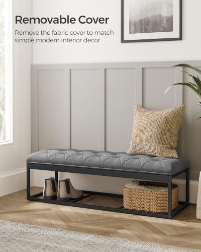 songmics storage ottoman bench, foot rest with legs, view 9