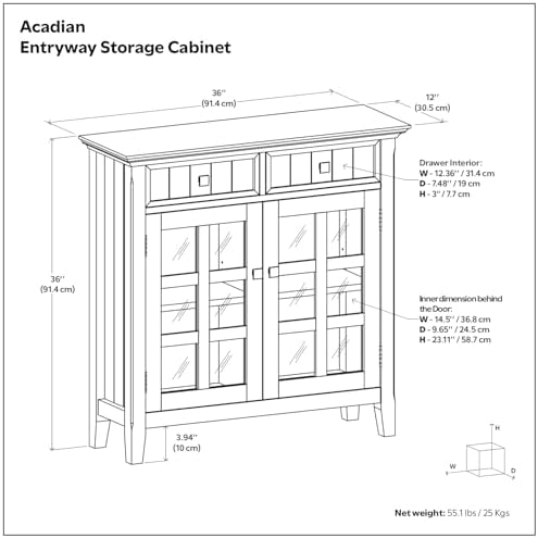 simplihome acadian storage bench and cabinet set in, view 15