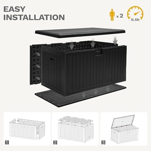 dwvo 180 gallon double-wall deck box, xl large, front angle view